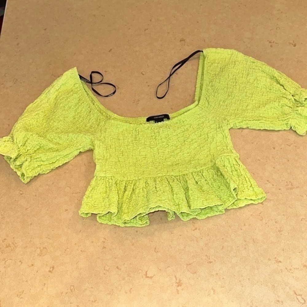 NWOT Forever 21 lime green Calypso Crop Top size S
